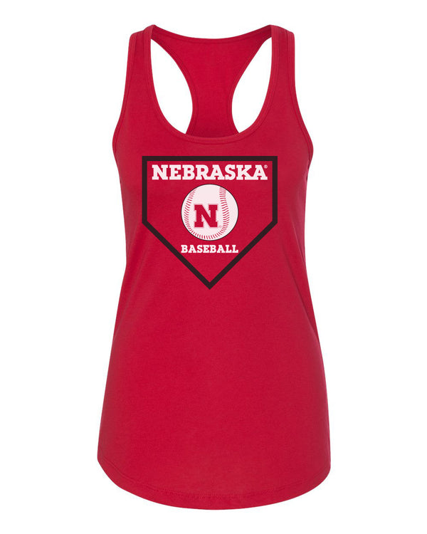 Women's Nebraska Huskers Baseball Home Plate Racerback Tank Top