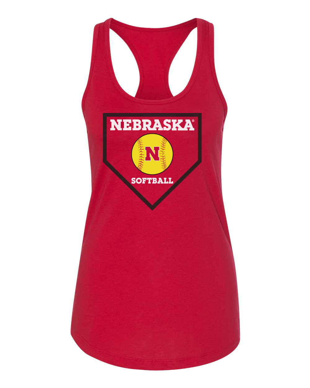 Women's Nebraska Huskers Softball Home Plate Racerback Tank Top