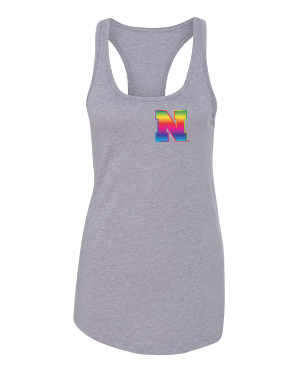 Women's Nebraska Rainbow N Racerback Tank Top