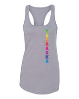 Women's Rainbow "NEBRASKA" Huskers Racerback Tank Top