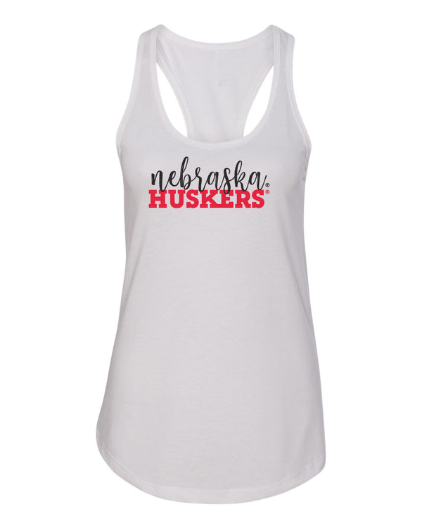 Women's Nebraska Huskers Tank Top - Script Nebraska Block Huskers