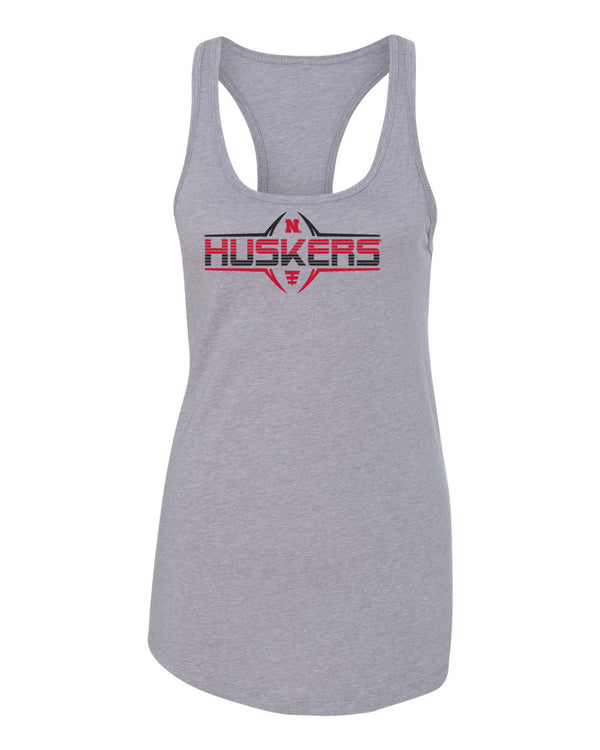 Women's Nebraska Huskers Tank Top - Striped HUSKERS Football Laces