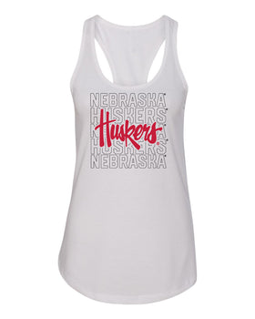 Women's Nebraska Huskers Tank Top - Script Huskers Overlay