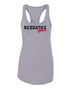 Women's Nebraska Huskers Tank Top - Script Huskers Overlap Nebraska