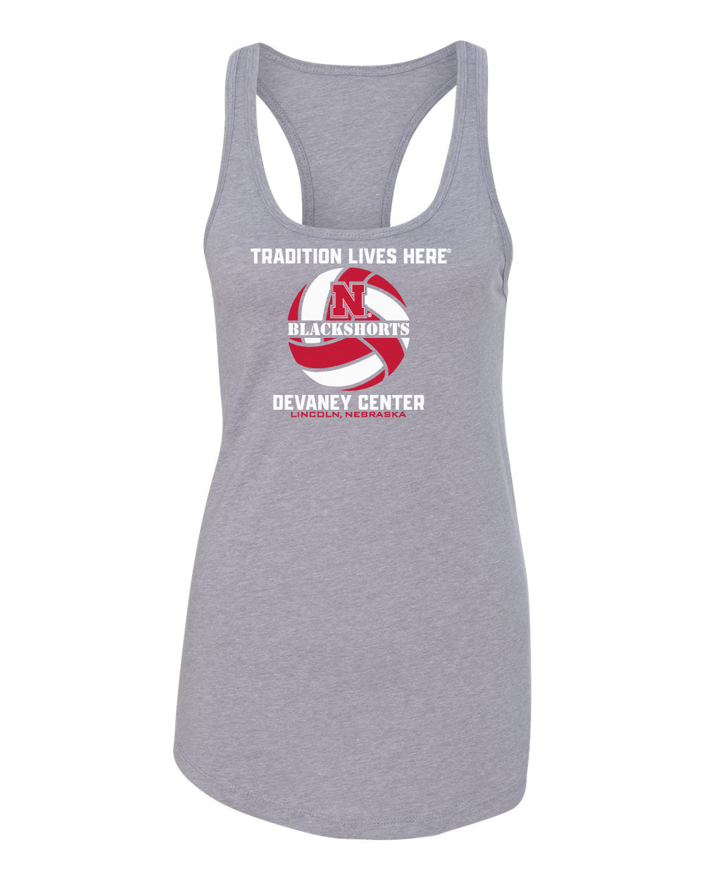 Women's Nebraska Huskers Tank Top - Blackshorts Volleyball Tradition Lives Here
