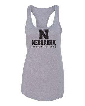 Women's Nebraska Huskers Tank Top - Nebraska Wrestling Black Ink