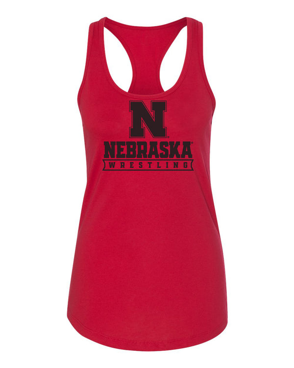 Women's Nebraska Huskers Tank Top - Nebraska Wrestling Black Ink