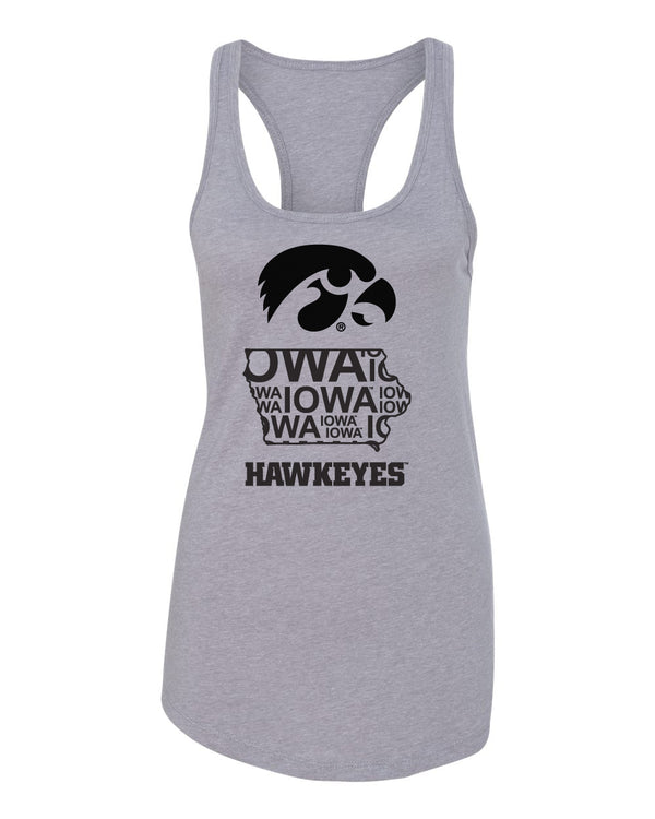 Women's Iowa Tank Top - Iowa Hawkeye State Outline