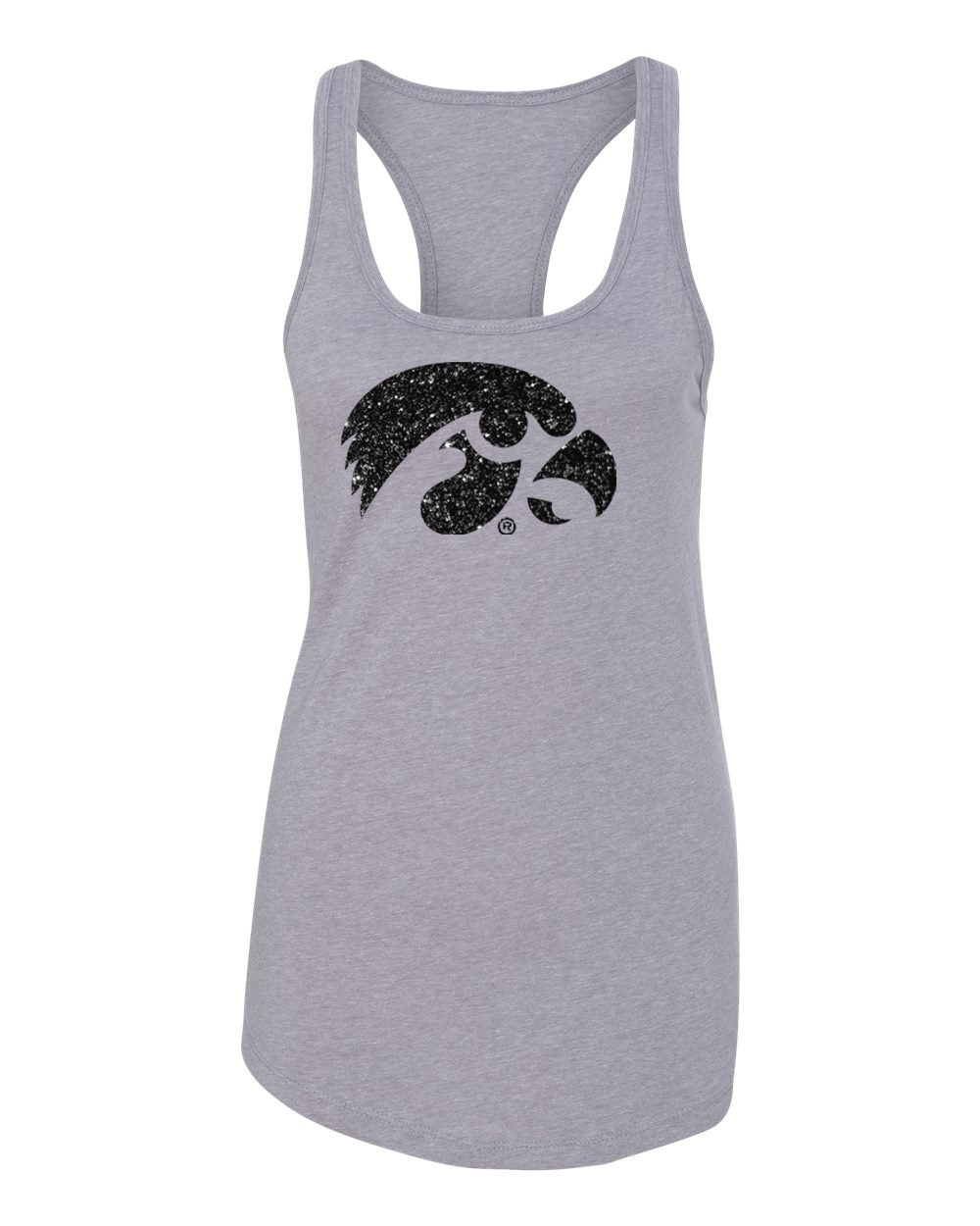 Women's Iowa Hawkeyes Tank Top - Tigerhawk Logo in Black Glitter