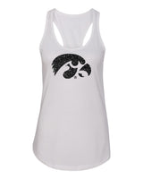 Women's Iowa Hawkeyes Tank Top - Tigerhawk Logo in Black Glitter