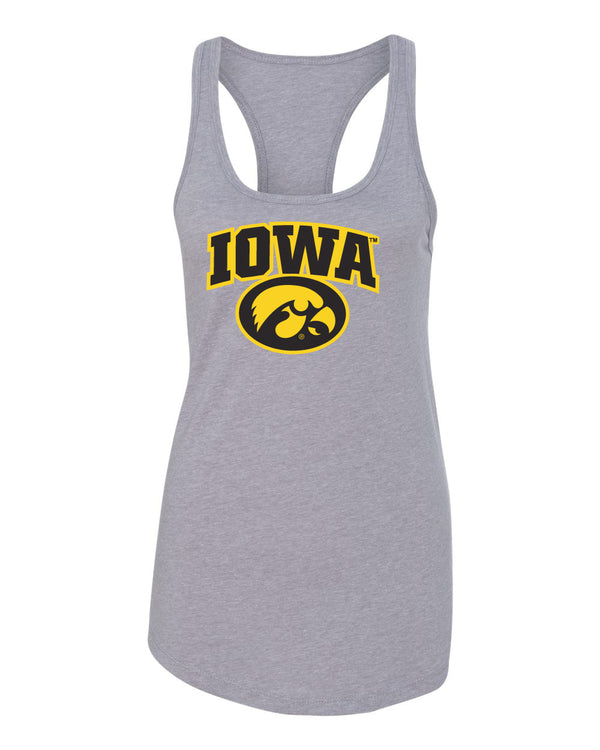 Women's Iowa Hawkeyes Tank Top - IOWA Oval Tigerhawk on Gray