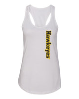 Women's Iowa Hawkeyes Tank Top - Vertical Offset Hawkeyes on White