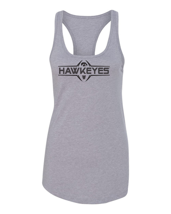 Women's Iowa Hawkeyes Tank Top - Striped HAWKEYES Football Laces