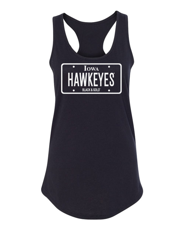 Women's Iowa Hawkeyes Tank Top - Blackout Hawkeyes License Plate