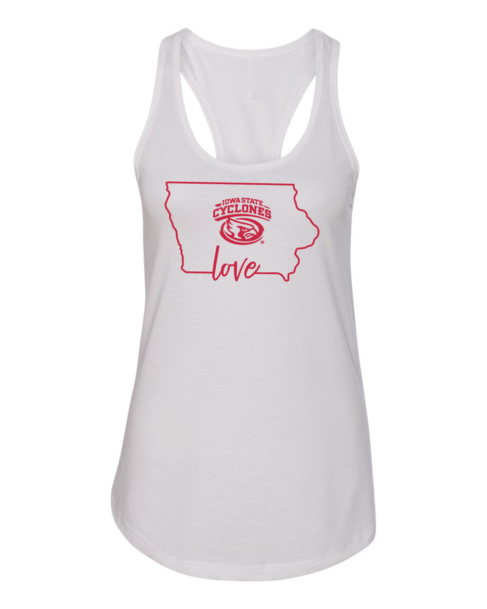 Women's Iowa State Cyclones Tank Top - Cyclones Love State Outline