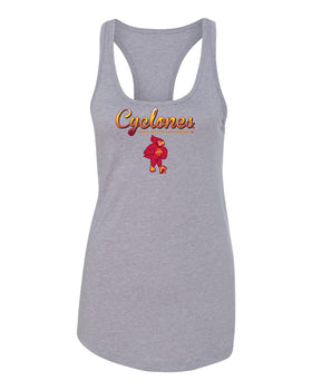 Women's Iowa State Cyclones Tank Top - Script Cyclones Full Color Fade with Cy