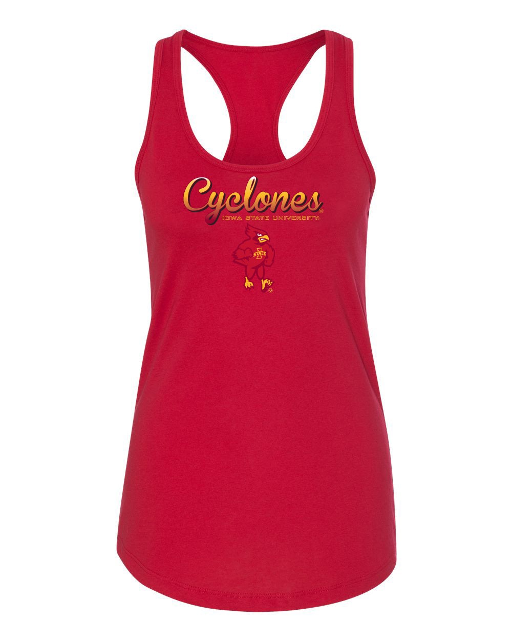 Women's Iowa State Cyclones Tank Top - Script Cyclones Full Color Fade with Cy