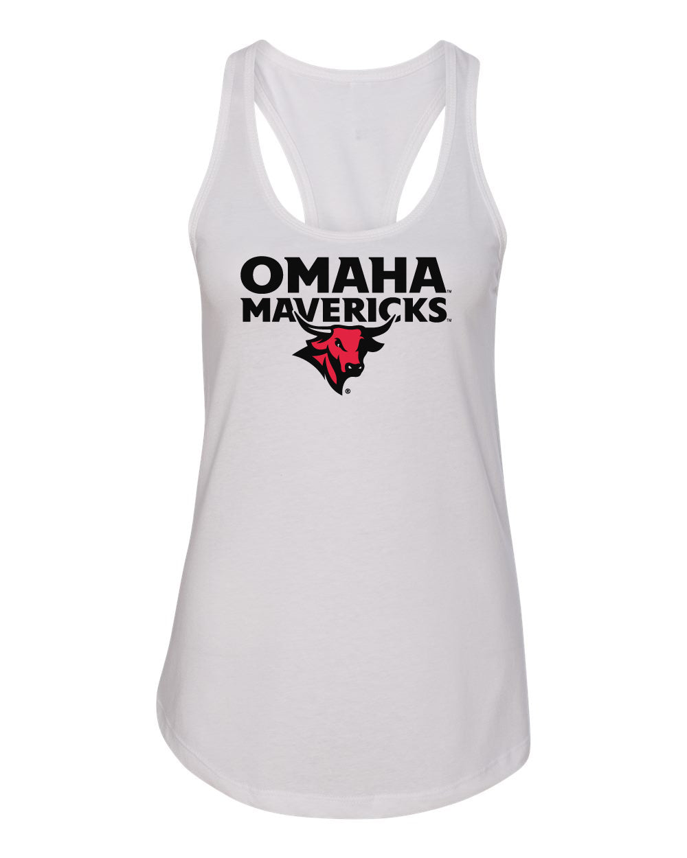 Women's Omaha Mavericks Tank Top - Omaha Mavericks with Bull on White