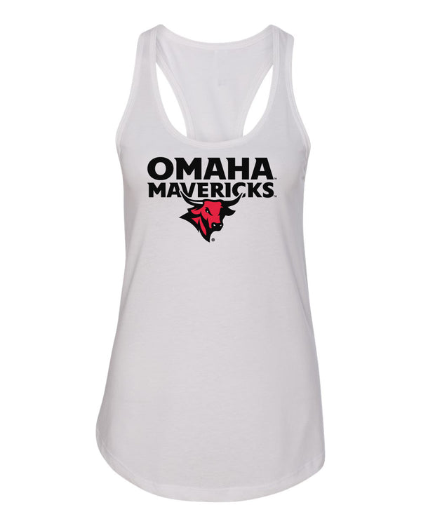 Women's Omaha Mavericks Tank Top - Omaha Mavericks with Bull on White