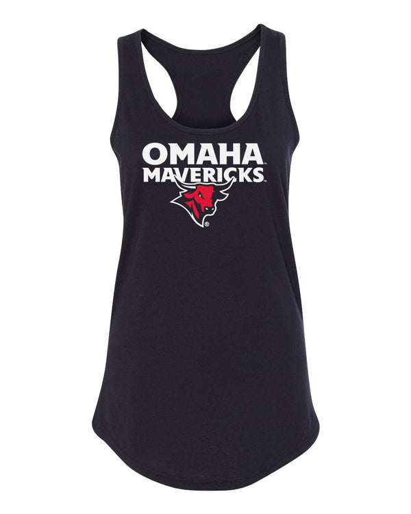 Women's Omaha Mavericks Tank Top - Omaha Mavericks with Bull on Black