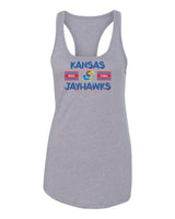 Women's Kansas Jayhawks Tank Top - Horiz Stripe Rock Chalk
