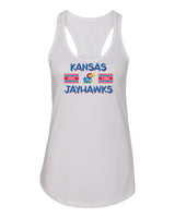 Women's Kansas Jayhawks Tank Top - Horiz Stripe Rock Chalk