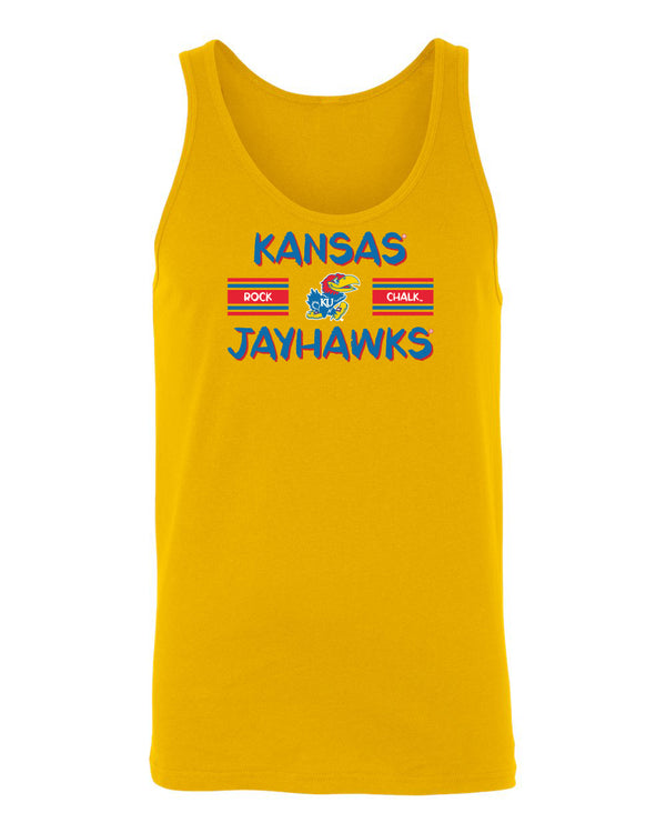 Women's Kansas Jayhawks Tank Top - Horiz Stripe Rock Chalk