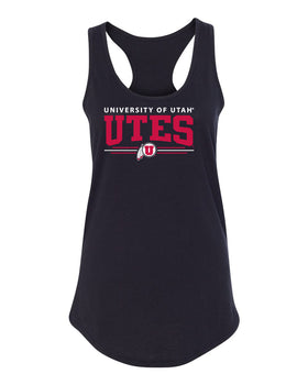 Women's Utah Utes Tank Top - Arch UTES 3 Stripe Logo