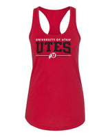 Women's Utah Utes Tank Top - Arch UTES 3 Stripe Logo