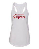 Women's Houston Cougars Tank Top - Red Glitter Script Cougars