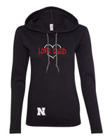 Women's Nebraska Huskers "LOVE RED" Heart Long Sleeve Hoody