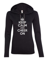 Women's "KEEP CALM and CHEER ON" Long Sleeve Hoody
