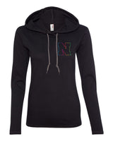Women's Nebraska Rainbow Outline N Long Sleeve Hoody