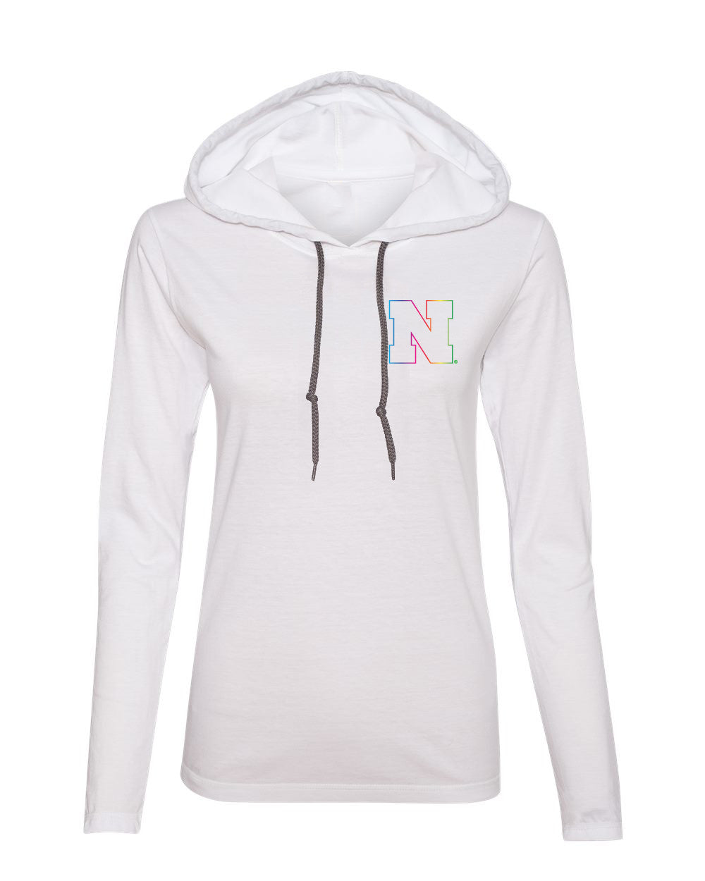 Women's Nebraska Rainbow Outline N Long Sleeve Hoody