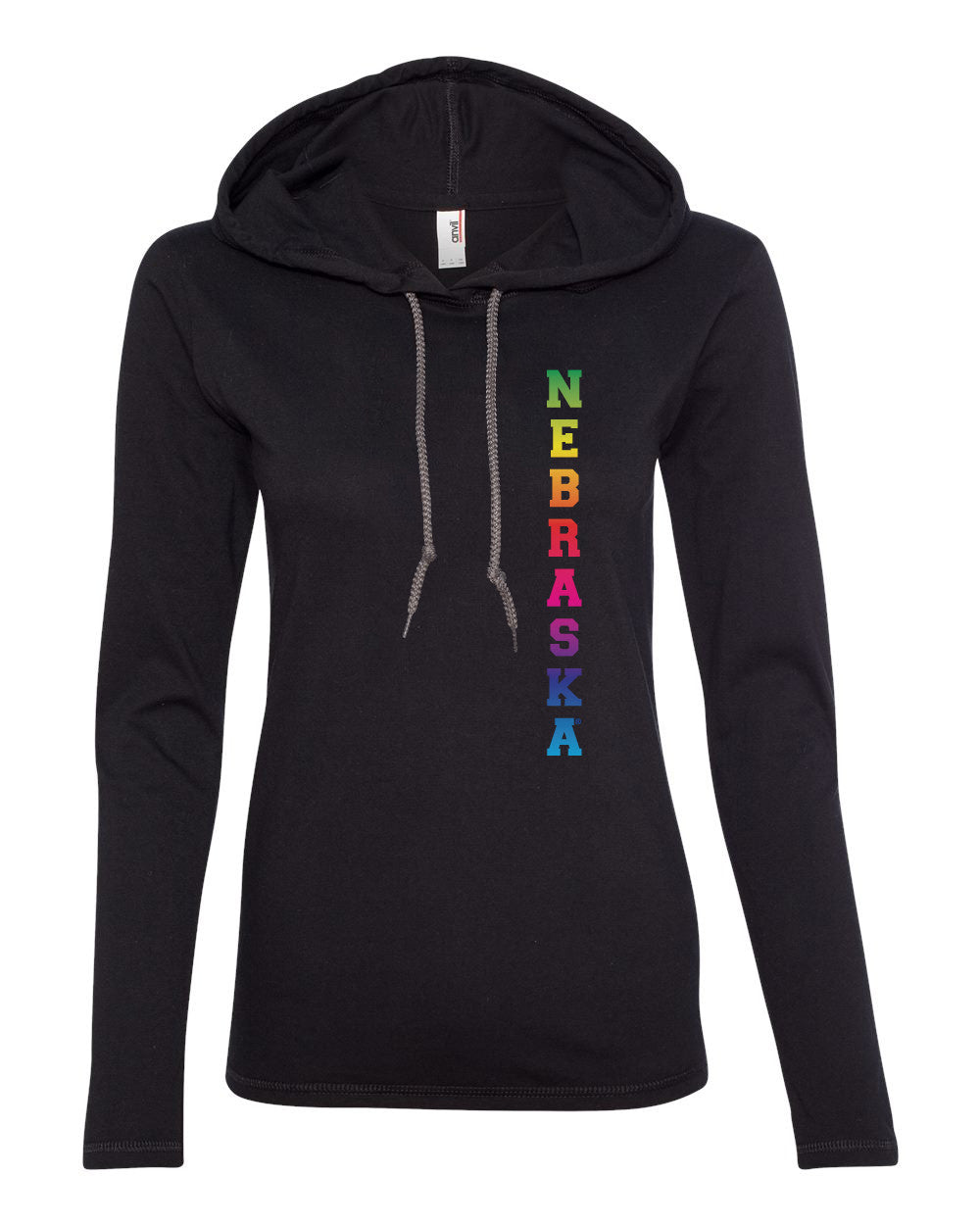 Women's Rainbow "NEBRASKA" Huskers Long Sleeve Hoody
