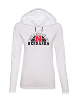Women's Nebraska Huskers Long Sleeve Hooded Tee Shirt - No Place Like Nebraska