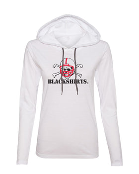 Women's Nebraska Huskers Tee Shirt Long Sleeve Hooded - Blackshirts Logo