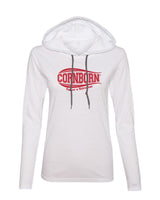 Women's Nebraska Tee Shirt Long Sleeve Hooded - CORNBORN - Forever a Nebraskan