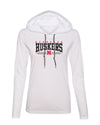 Women's Nebraska Huskers Long Sleeve Hooded Tee Shirt - Nebraska Huskers Stripe N