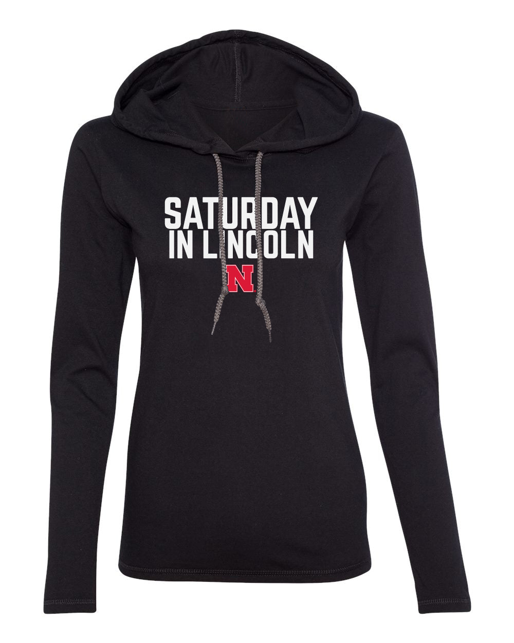 Women's Nebraska Huskers Long Sleeve Hooded Tee Shirt - Saturday In Lincoln