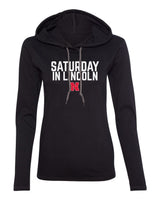 Women's Nebraska Huskers Long Sleeve Hooded Tee Shirt - Saturday In Lincoln