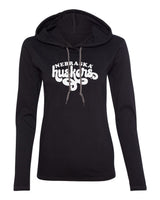 Women's Nebraska Huskers Long Sleeve Hooded Tee Shirt - Retro Nebraska Huskers