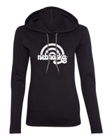 Women's Nebraska Huskers Long Sleeve Hooded Tee Shirt - Retro Nebraska Rainbow