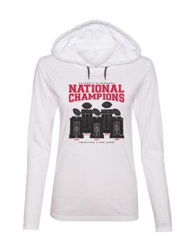 Women's Nebraska Huskers Long Sleeve Hooded Tee Shirt - Football National Champions Trophies