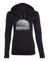 Women's Nebraska Huskers Long Sleeve Hooded Tee Shirt - Nebraska Basketball Logo