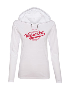 Women's Nebraska Huskers Long Sleeve Hooded Tee Shirt - Script Nebraska Baseball