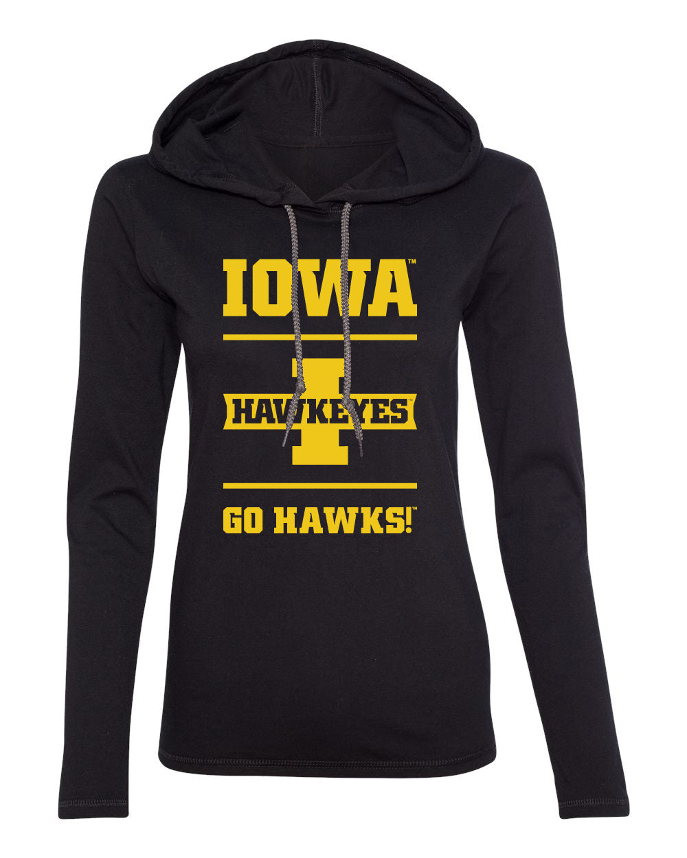 Women's Iowa Hawkeyes Long Sleeve Hooded Tee Shirt - Iowa Hawkeyes - Go Hawks