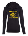 Women's Iowa Hawkeyes Long Sleeve Hooded Tee Shirt - Hawkeyes with Oval Tigerhawk - Expect Excellence