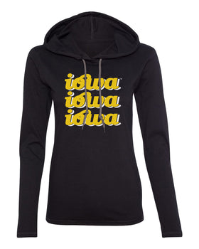 Women's Iowa Hawkeyes Long Sleeve Hooded Tee Shirt - iowa x 3