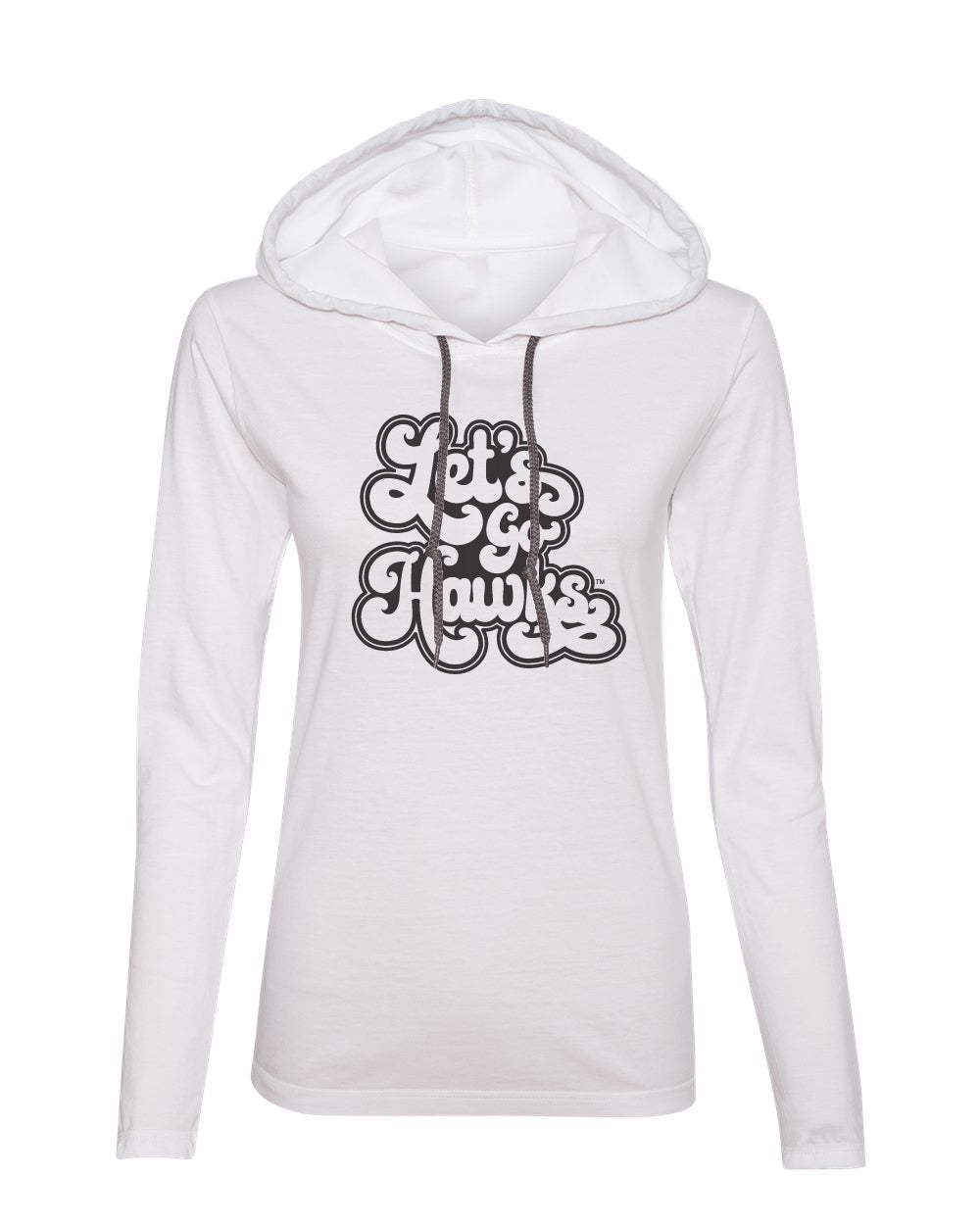 Women's Iowa Hawkeyes Long Sleeve Hooded Tee Shirt - Retro Let's Go Hawks